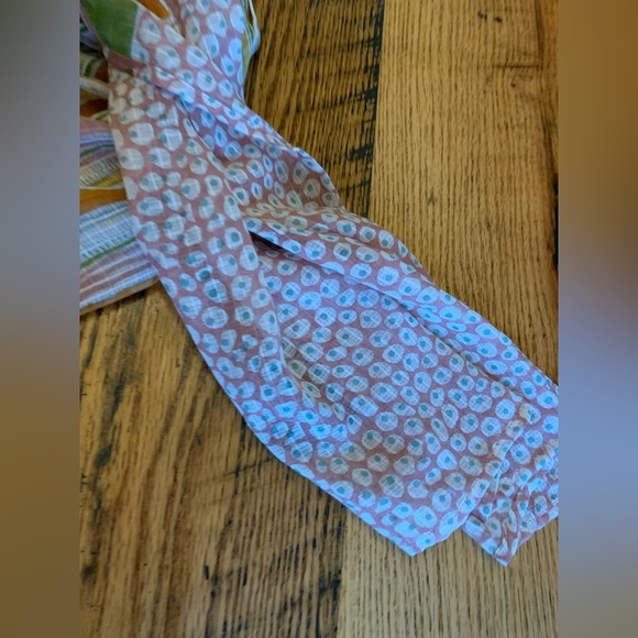 Gudrun Sjoden Cotton Scarf Shawl mixed fabric Striped dots floral 78”x19” - Picture 4 of 8
